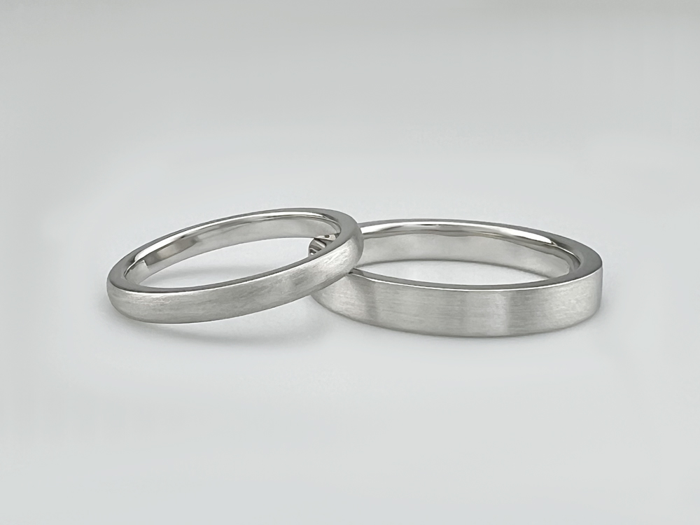 甲丸指輪・平打ち指輪 – ヘアーライン（ツヤなし） – プラチナ（pt950  